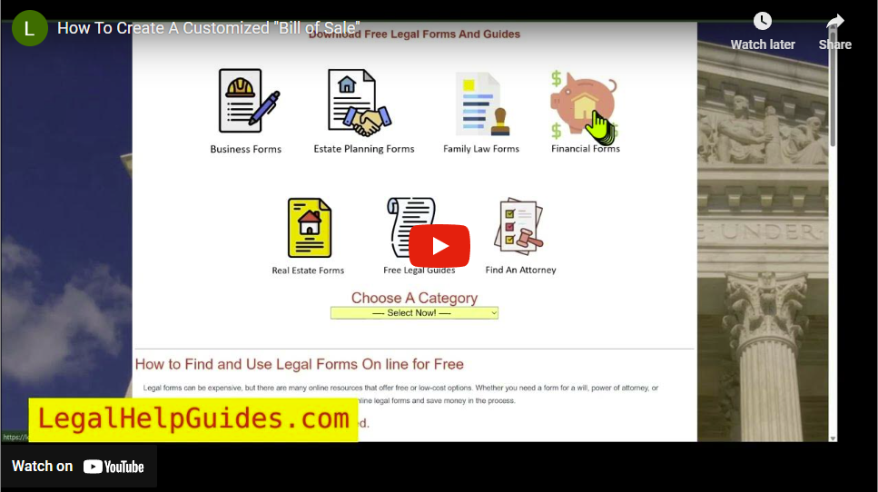 Video - HOw to Create a Customized Bill of Sale