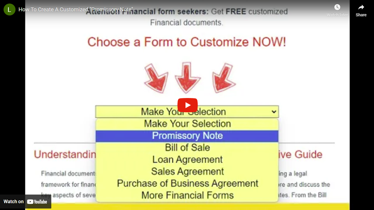 Video - How to Create a Customized Promissory Note
